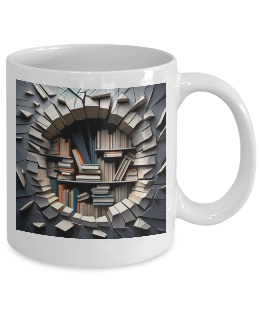 3D Hole in the Wall Coffee Cup, Gift For Coffee Lover, I Love To Read