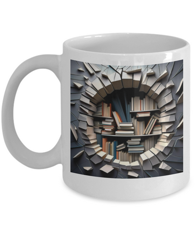 3D Hole in the Wall Coffee Cup, Gift For Coffee Lover, I Love To Read