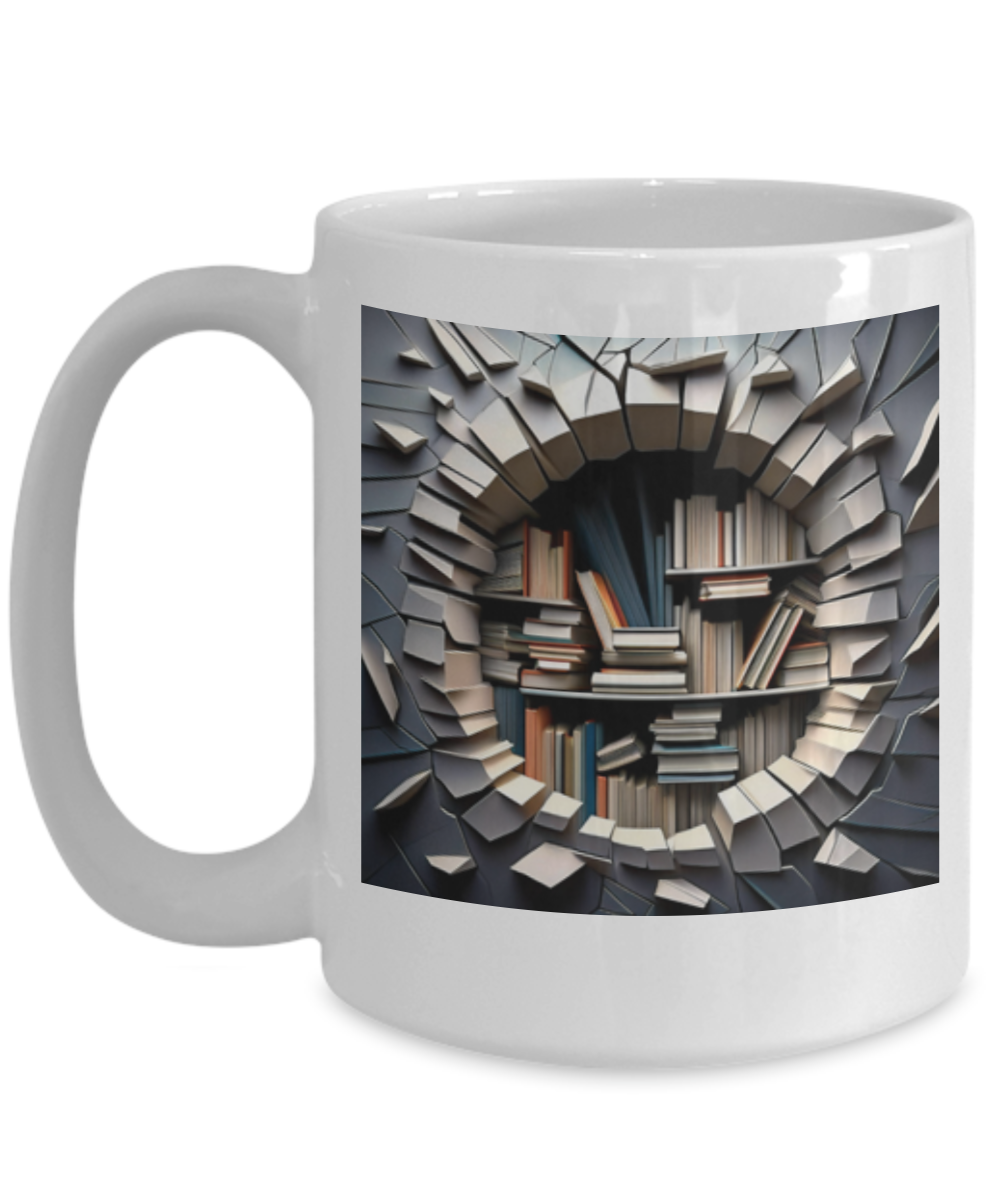 3D Hole in the Wall Coffee Cup, Gift For Coffee Lover, I Love To Read