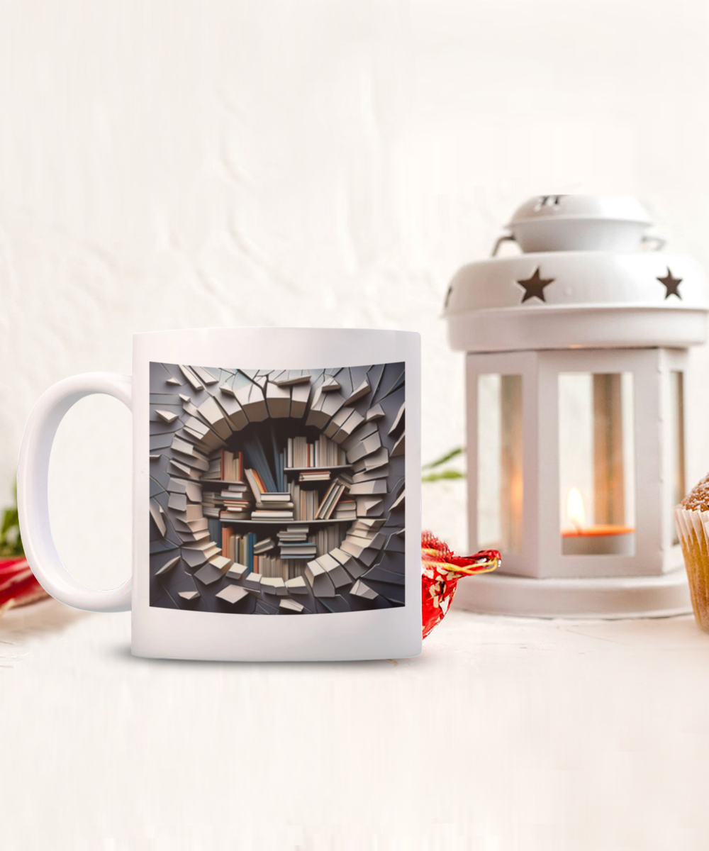 3D Hole in the Wall Coffee Cup, Gift For Coffee Lover, I Love To Read