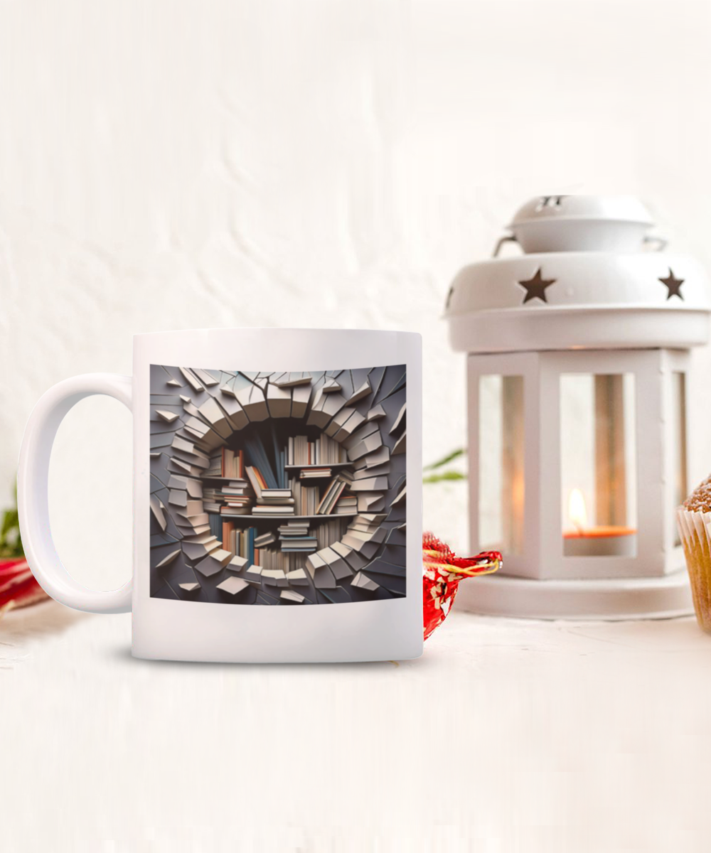 3D Hole in the Wall Coffee Cup, Gift For Coffee Lover, I Love To Read