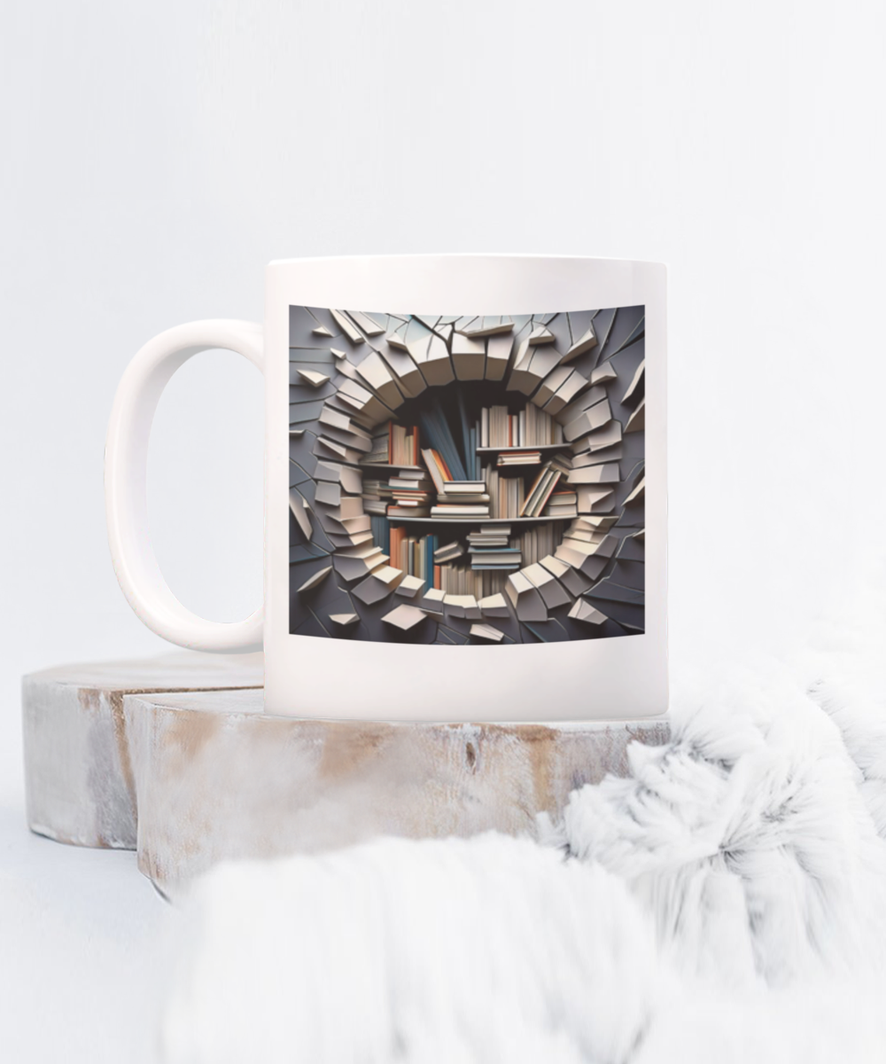 3D Hole in the Wall Coffee Cup, Gift For Coffee Lover, I Love To Read