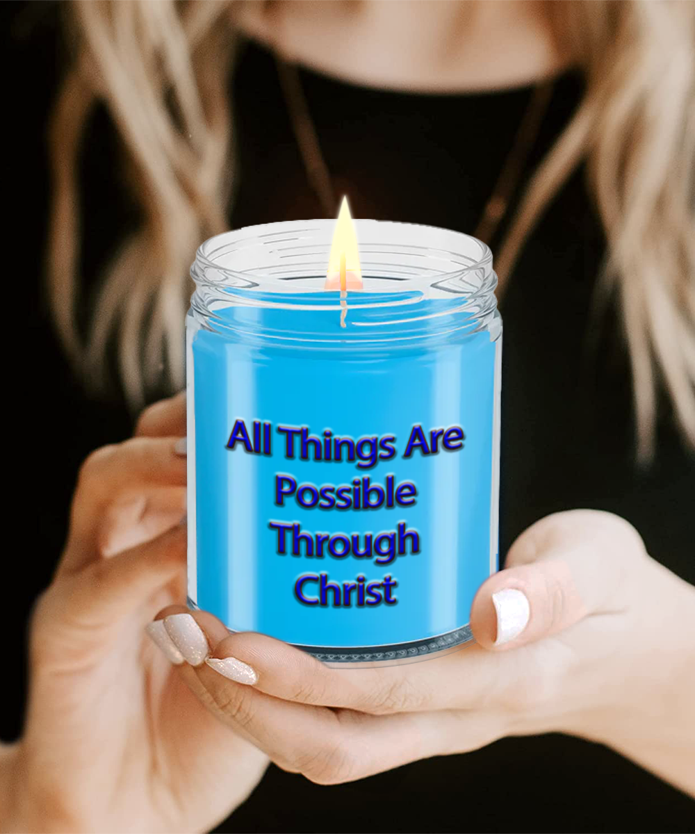 All Things Are Possible Through Christ, I Love Jesus Candle Gift, Have Faith In The Lord