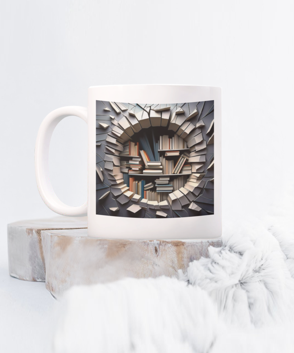 3D Hole in the Wall Coffee Cup, Gift For Coffee Lover, I Love To Read