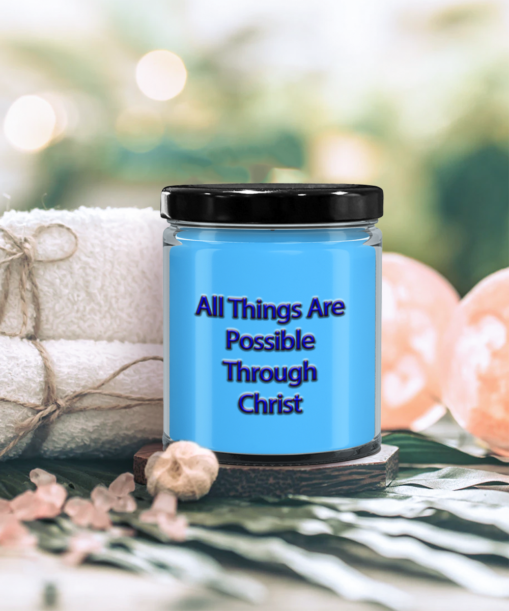 All Things Are Possible Through Christ, I Love Jesus Candle Gift, Have Faith In The Lord