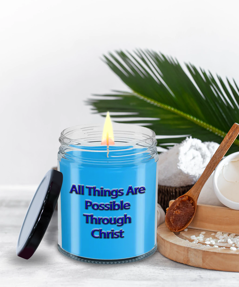 All Things Are Possible Through Christ, I Love Jesus Candle Gift, Have Faith In The Lord