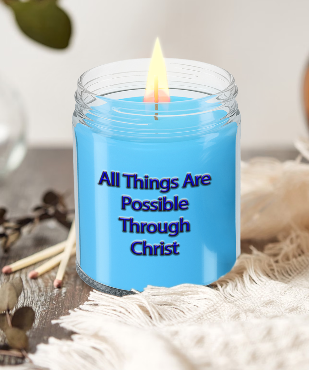 All Things Are Possible Through Christ, I Love Jesus Candle Gift, Have Faith In The Lord