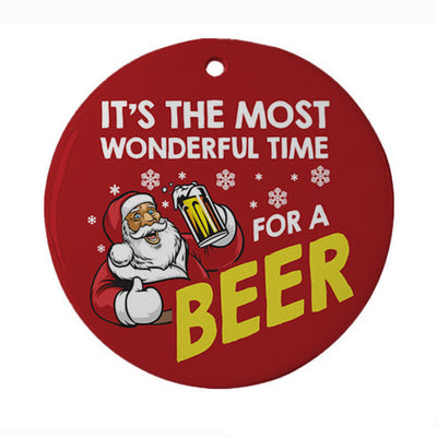 Time For A Beer Round Ornament