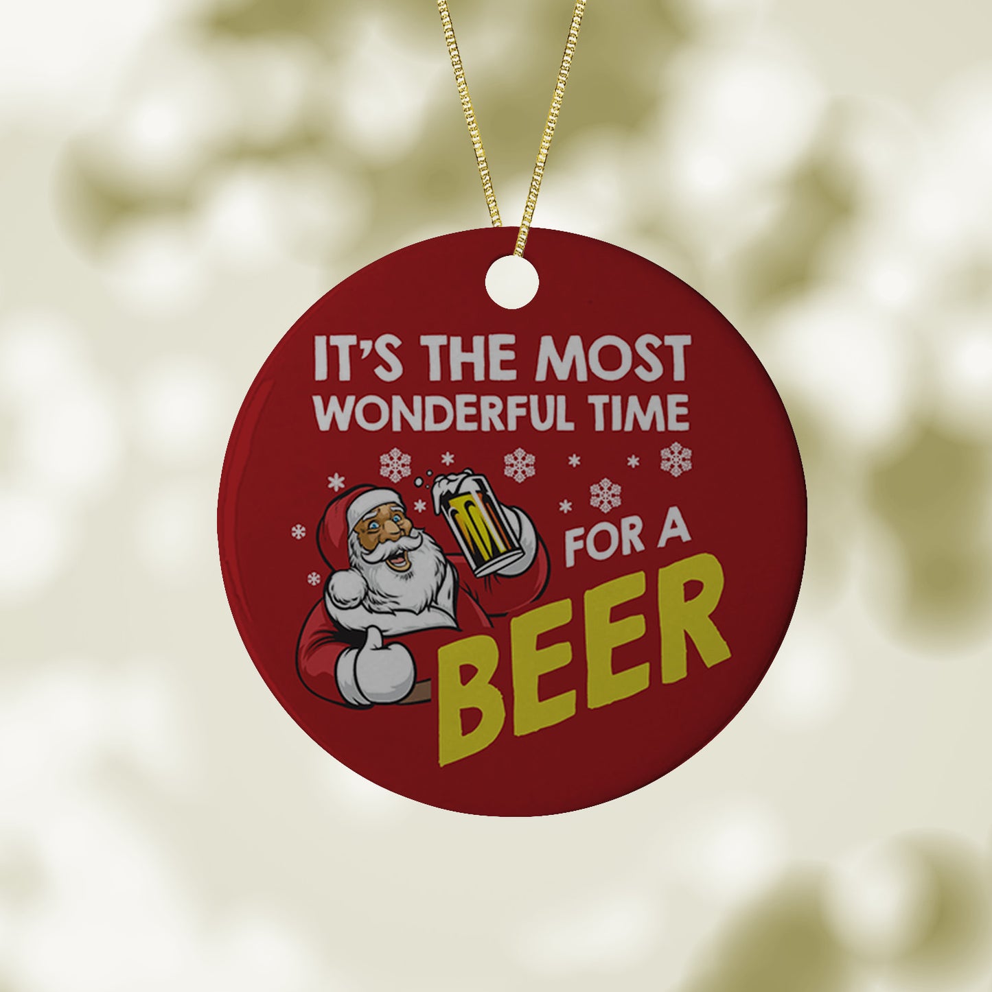 Time For A Beer Round Ornament