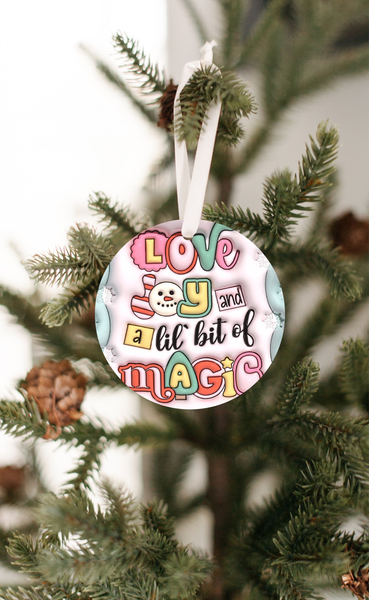 Love Joy and Magic Small Plastic 3D Ornament