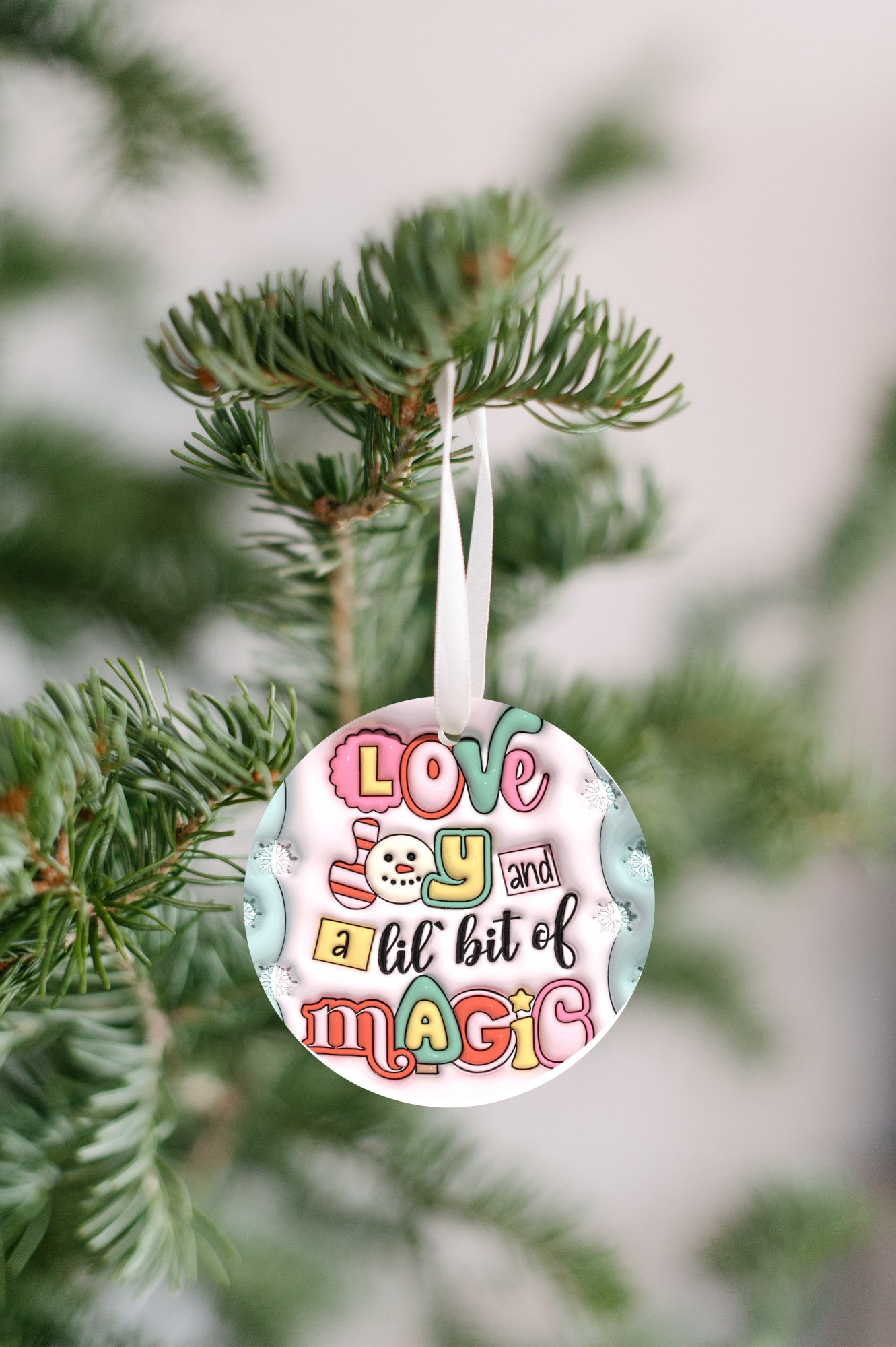 Love Joy and Magic Small Plastic 3D Ornament