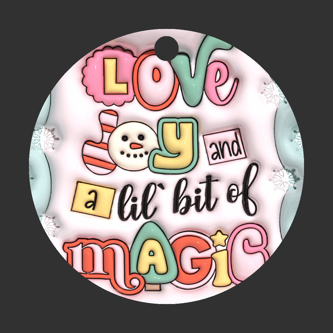 Love Joy and Magic Small Plastic 3D Ornament