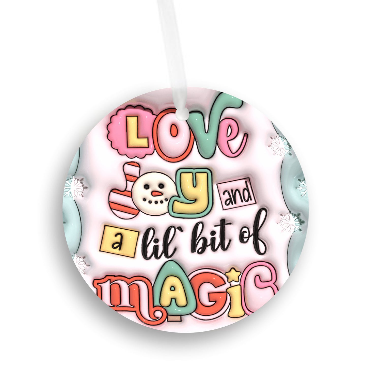 Love Joy and Magic Small Plastic 3D Ornament