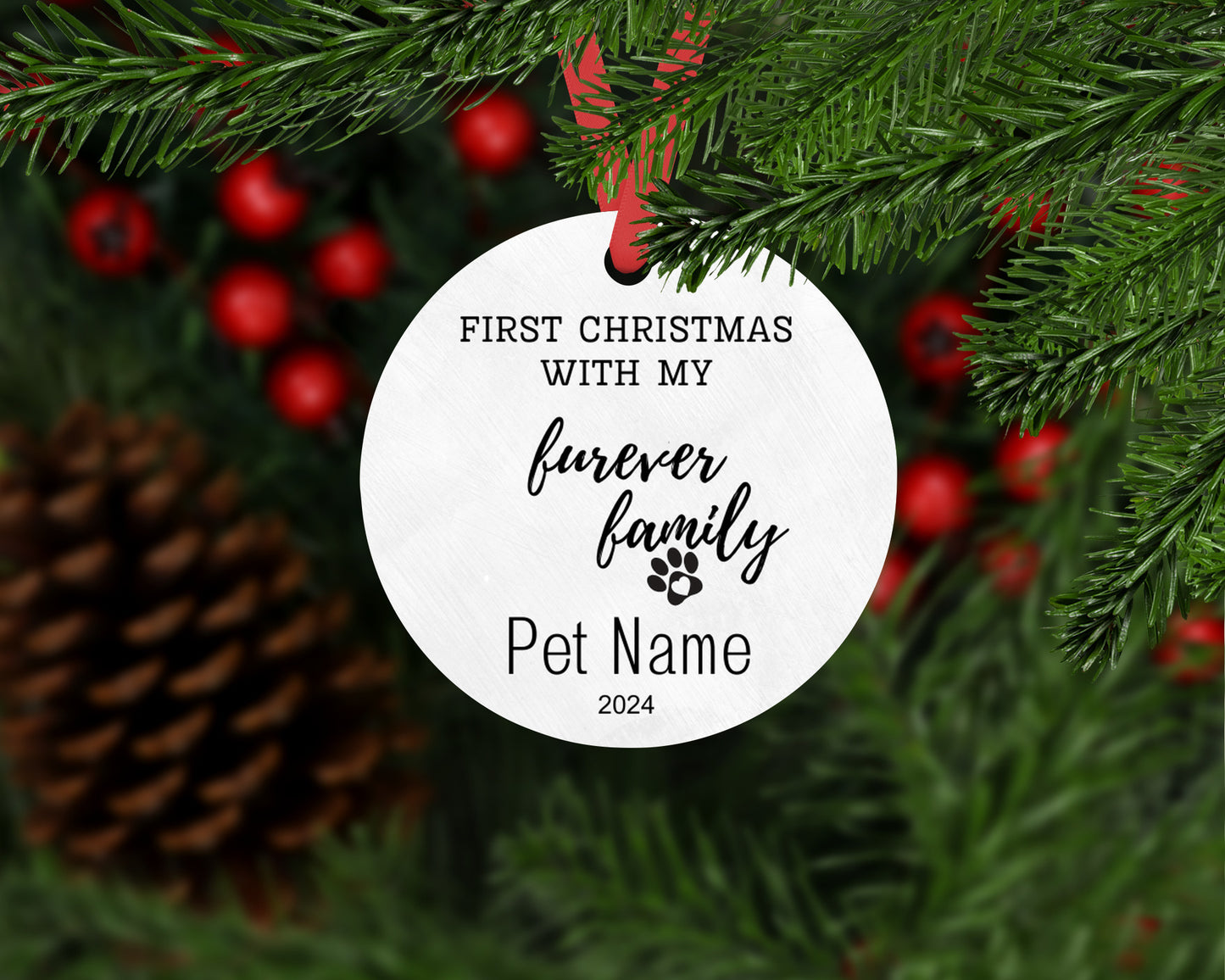 Custom Pet's First Christmas Ornament 2024, Pet 1st Christmas In My Forever Home Ornament, Pet Adoption Ornament, Rescued Pet Gift