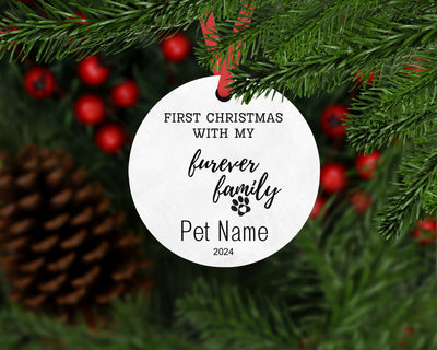 Custom Pet's First Christmas Ornament 2024, Pet 1st Christmas In My Forever Home Ornament, Pet Adoption Ornament, Rescued Pet Gift