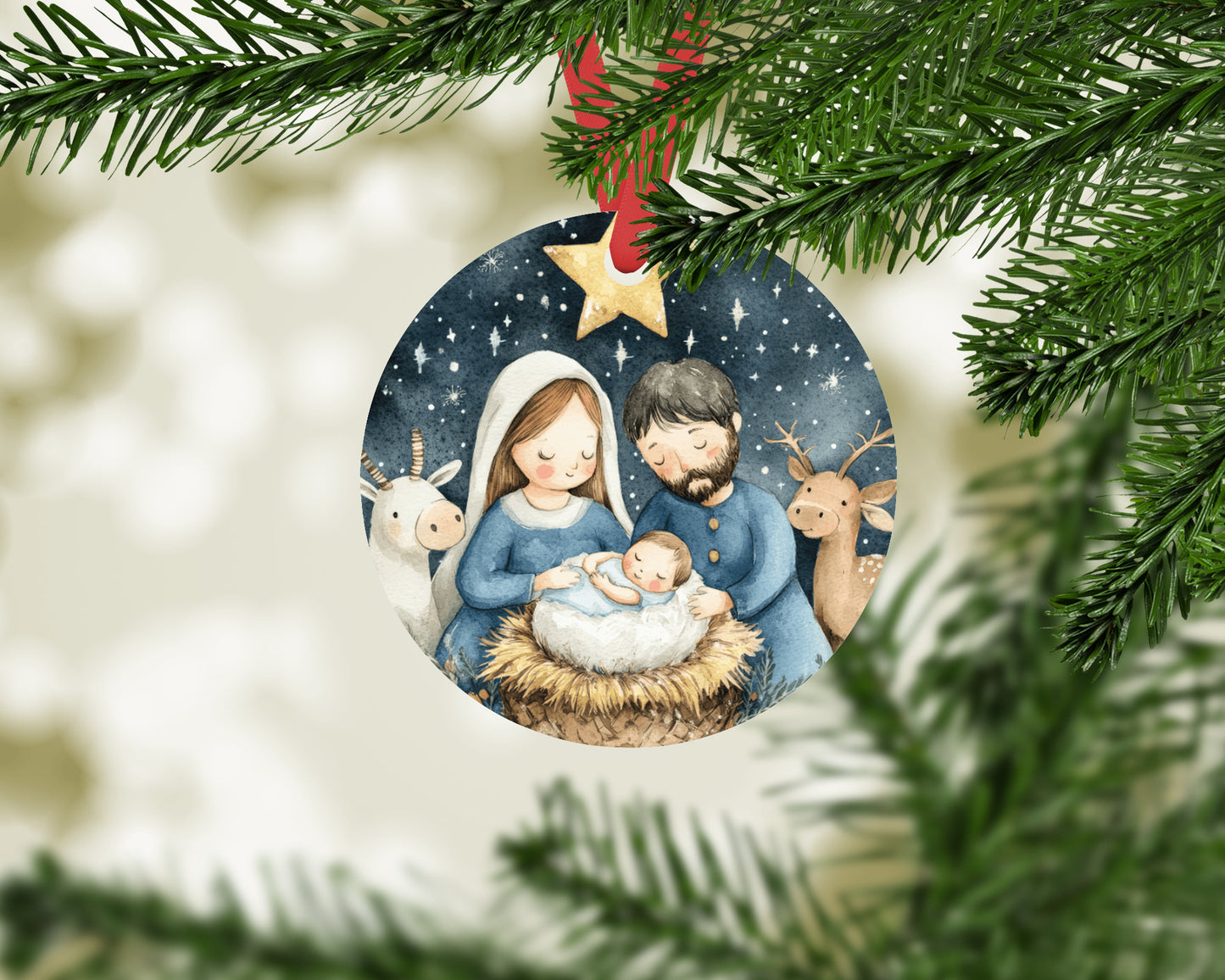 Nativity Ornament - Christmas Nativity Scene Ornament, Christian Ornament Christmas Gift - Nativity Christmas Ornament - Baby Jesus Ornament