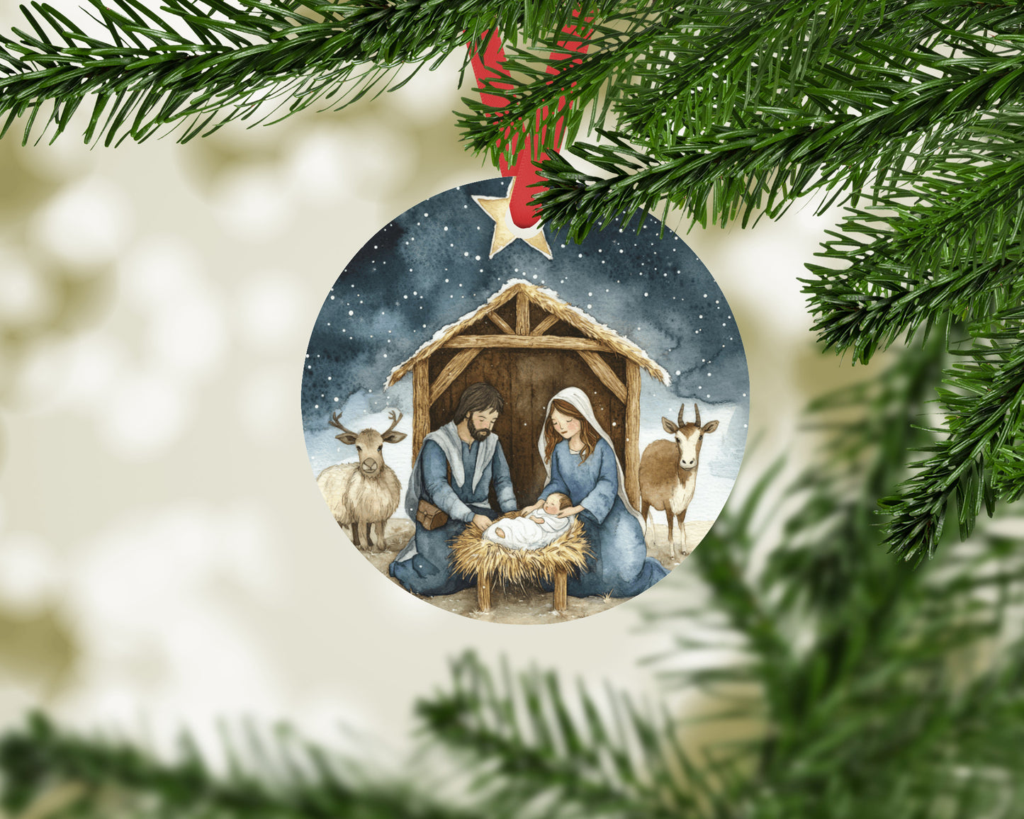 Nativity Ornament - Christmas Nativity Scene Ornament, Christian Ornament Christmas Gift - Nativity Christmas Ornament - Baby Jesus Ornament