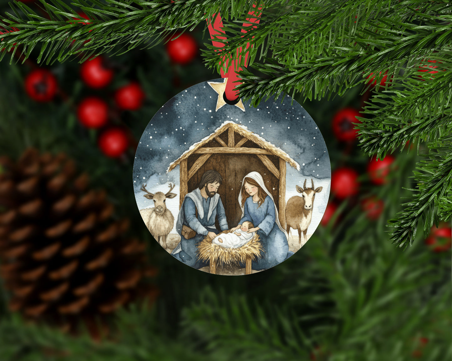 Nativity Ornament - Christmas Nativity Scene Ornament, Christian Ornament Christmas Gift - Nativity Christmas Ornament - Baby Jesus Ornament