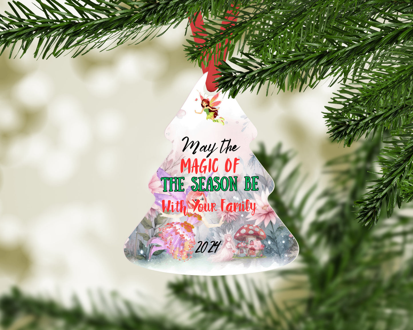 Custom Metal Christmas Ornament - Believe in the Magic - Tis the Season 2024 - Family Ornament - Fairy Magic