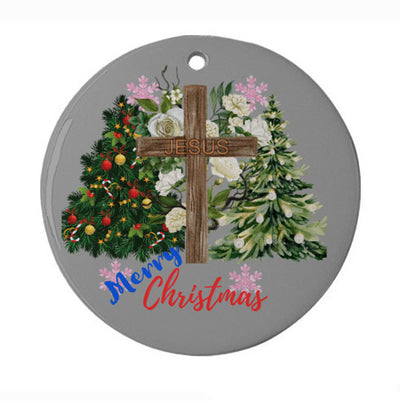 Jesus Christmas Ornament, Christian Christmas Ornament, Jesus Merry Christmas Round Ornament