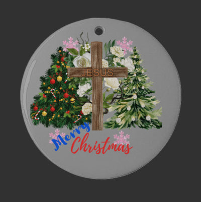 Jesus Christmas Ornament, Christian Christmas Ornament, Jesus Merry Christmas Round Ornament