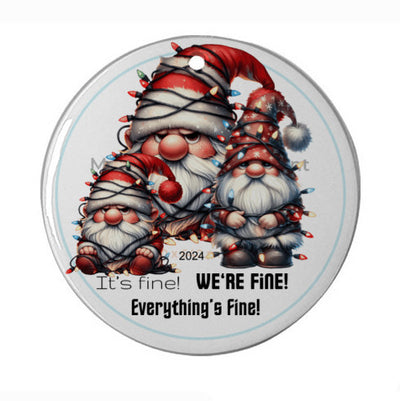 Grumpy Gnome, Funny Christmas Ornament, It's Fine We're Fine Everything is Fine Ornament, Gnomes Ornament, 2024 Custom Christmas Ornament