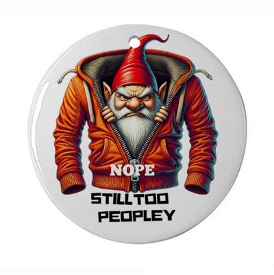 Grumpy Gnome Peeking from Broken Zipper Jacket - Funny Ceramic Ornament for Introverts, Unique Gift Idea