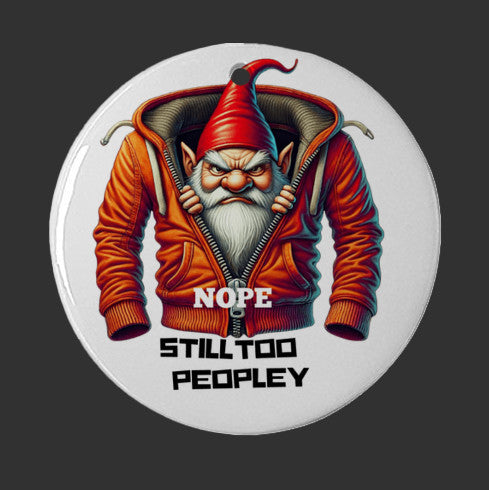 Grumpy Gnome Peeking from Broken Zipper Jacket - Funny Ceramic Ornament for Introverts, Unique Gift Idea