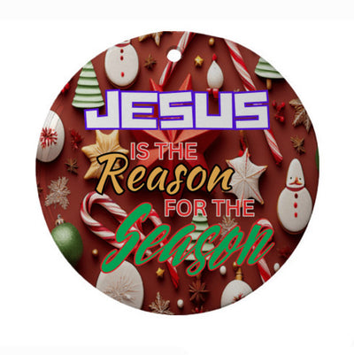 Jesus is the Reason, Christmas Metal Ornament, Holiday gift, Round With bow, Holiday Keepsake