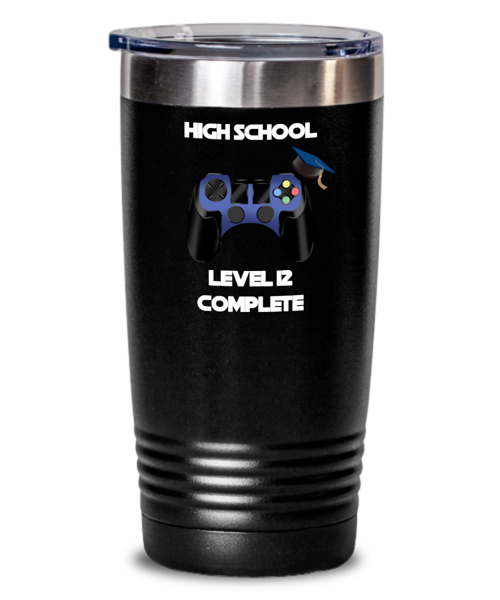 High School Gamer Graduation Tumbler, Level 12 Complete, High School Graduation Gift, Senior Gamer Gift