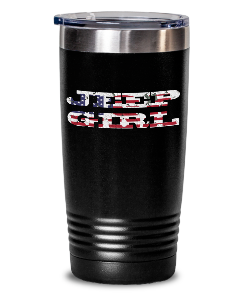 Tumbler - Jeep-Girl USA, All American Jeep-Girl, Wife is A Jeep Lady, Wife, Girlfriend, Drives A Jeep, Jeeps Are All American