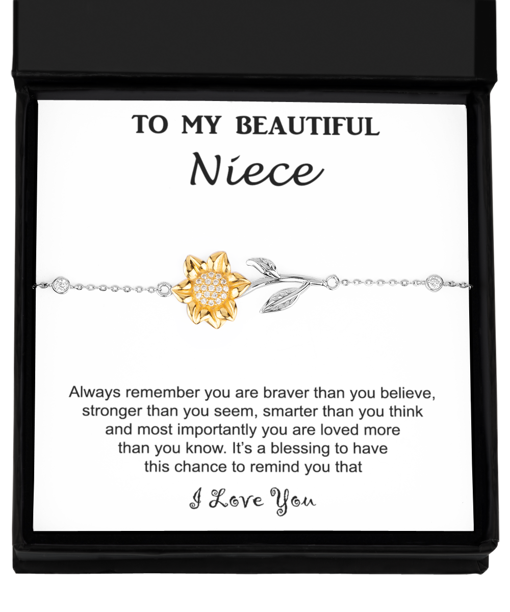 From Aunt To Niece, Bracelet Gift, Sunflower Bracelet, Niece Birthday