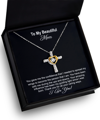 To My Beautiful Mom, Mom Gift, Mom Necklace, Cross Necklace, Gift From Daughter, Gift From Son, Mother's Day Gift, jewelry