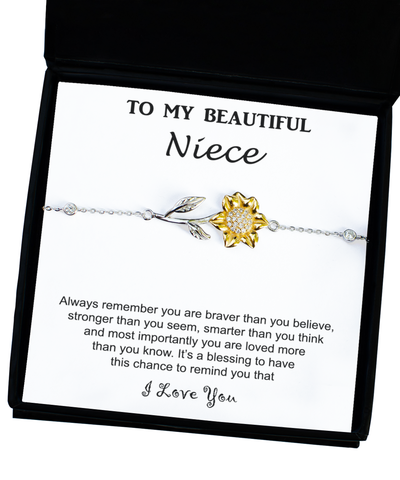 From Aunt To Niece, Bracelet Gift, Sunflower Bracelet, Niece Birthday