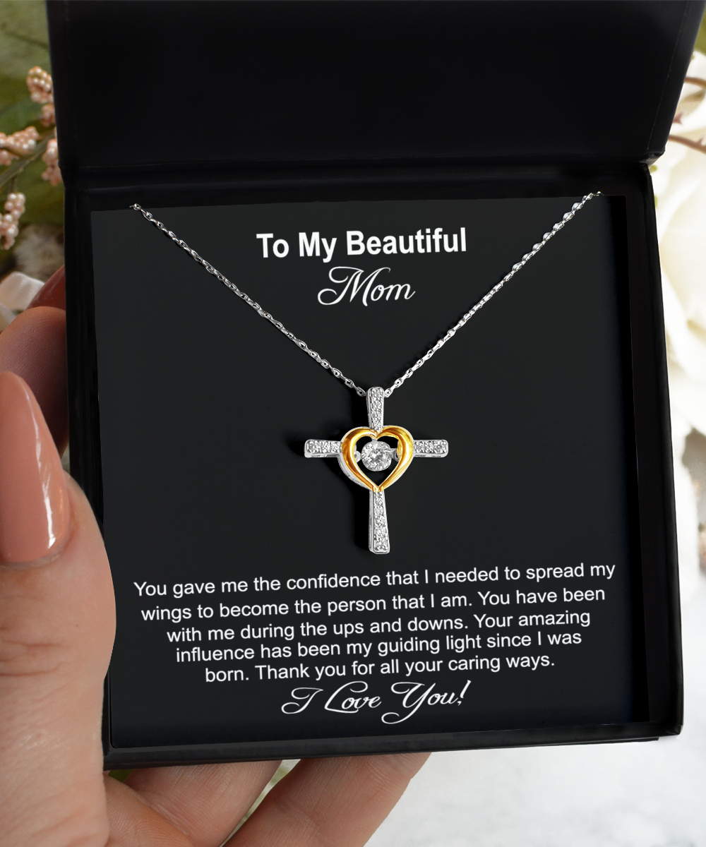 To My Beautiful Mom, Mom Gift, Mom Necklace, Cross Necklace, Gift From Daughter, Gift From Son, Mother's Day Gift, jewelry