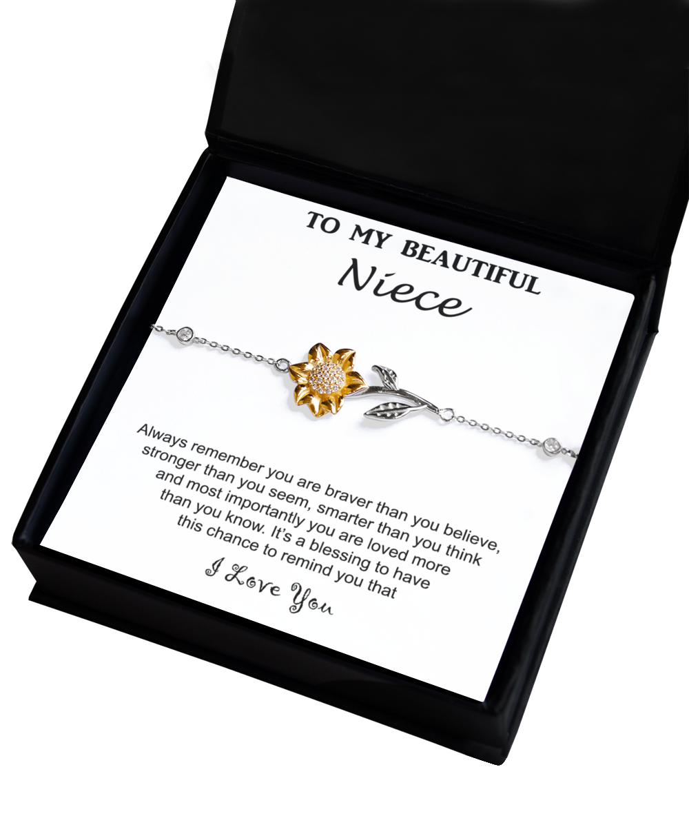 From Aunt To Niece, Bracelet Gift, Sunflower Bracelet, Niece Birthday